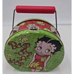 Vintage‎ 1999 Betty Boop Metal Tin Handbag Lunch Box Very Rare Collectable Green